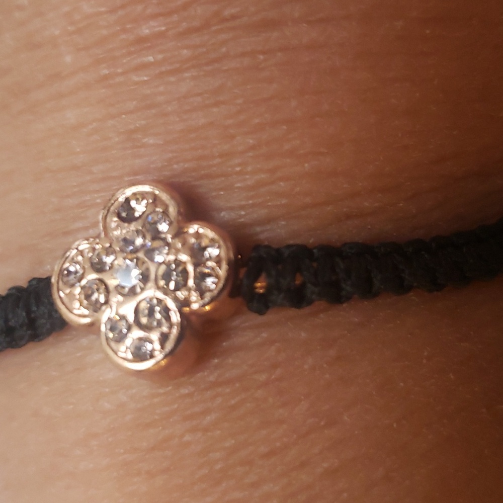 Rose Gold Clover Pave Adjustable Bracelet - Picture 2 of 6